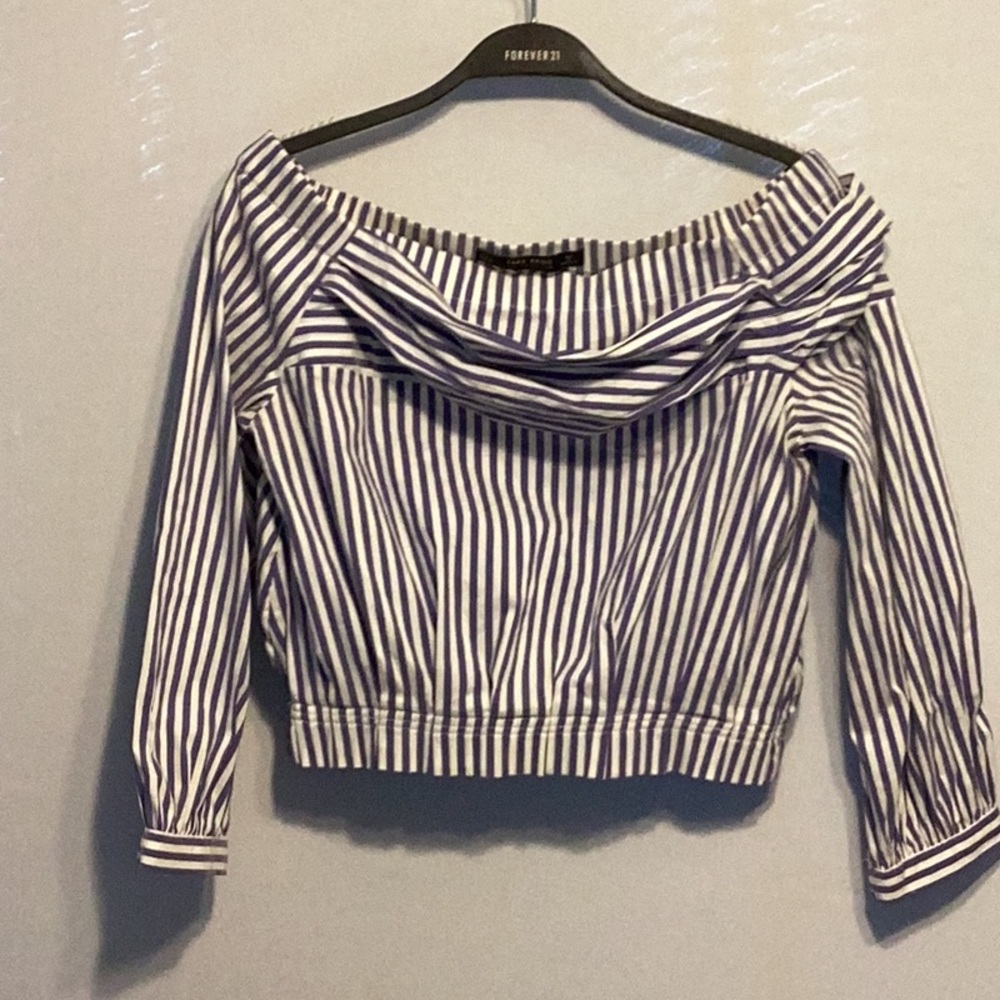 Zara striped off the shoulder blouse size small